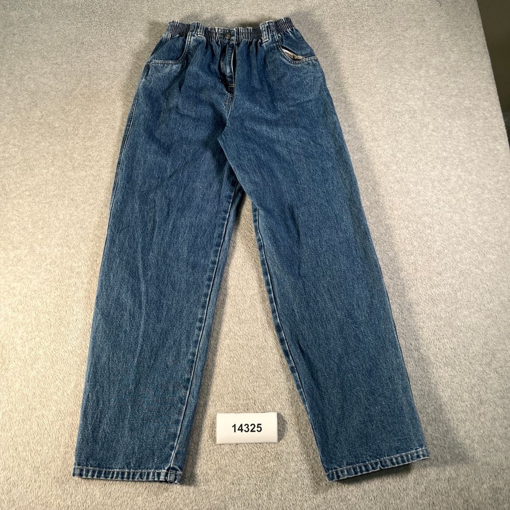VTG Lands End Direct Merchants Jeans Womens 16 Blue Cotton Elastic Waist